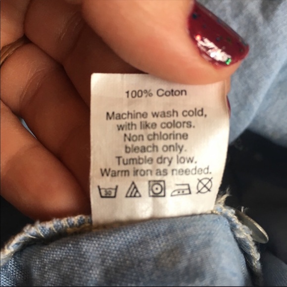 Madewell chambray polka dot button up top - Picture 5 of 7